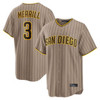 Choea S.Diego Padres #3 Jackson Merrill Player Khaki Home Game Stitched Jerseys