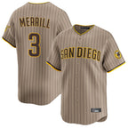 Choea S.Diego Padres #3 Jackson Merrill Player Khaki Home Limited Stitched Jerseys