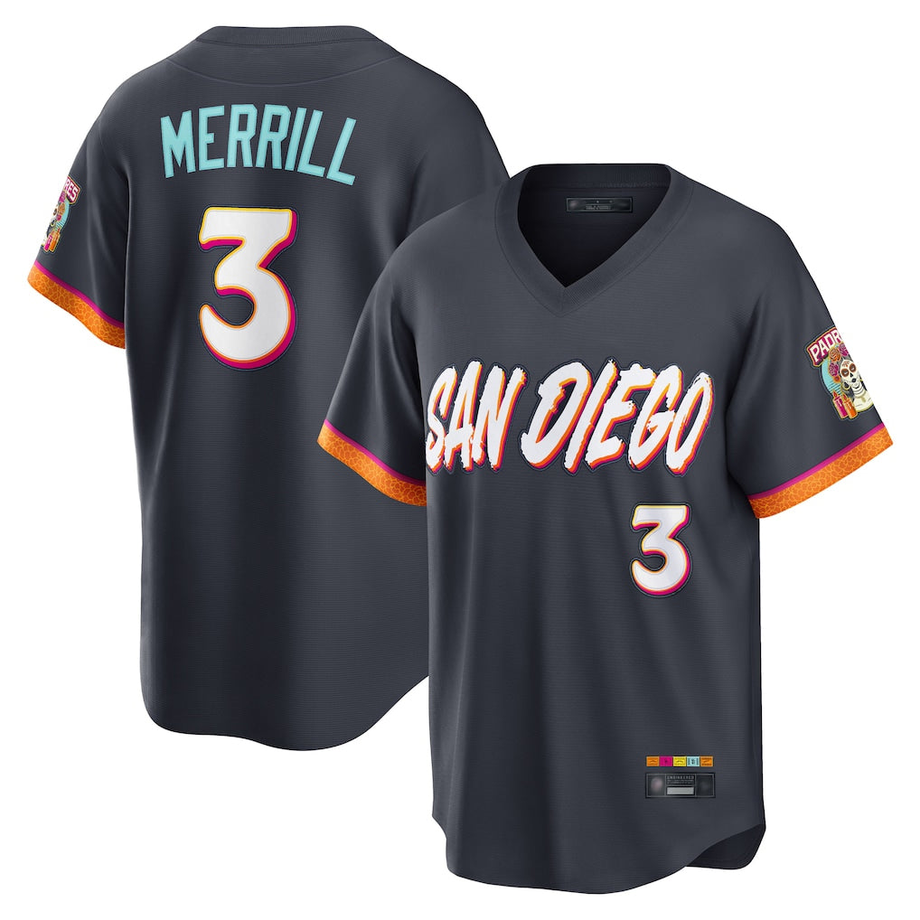 Choea S.Diego Padres #3 Jackson Merrill Player Obsidian 2026 City Connect Home Limited T-shirt Stitched Jerseys