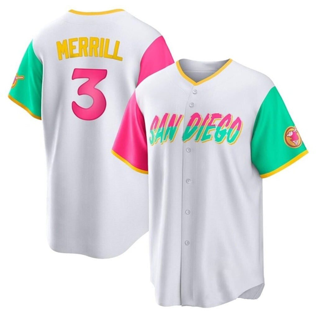 Choea S.Diego Padres #3 Jackson Merrill Player White City Connect Home Game Stitched Jerseys