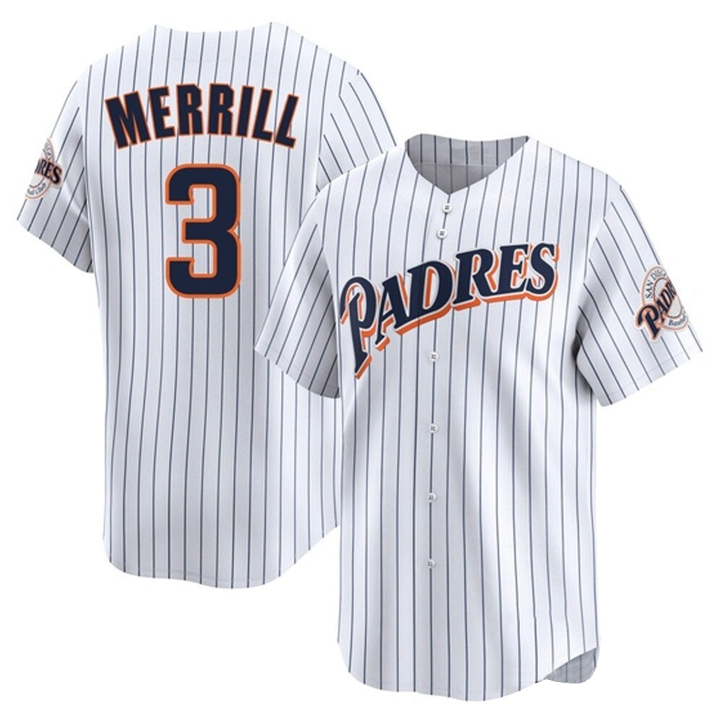 Choea S.Diego Padres #3 Jackson Merrill Player White Cooperstown Collection Limited Home Stitched Jerseys