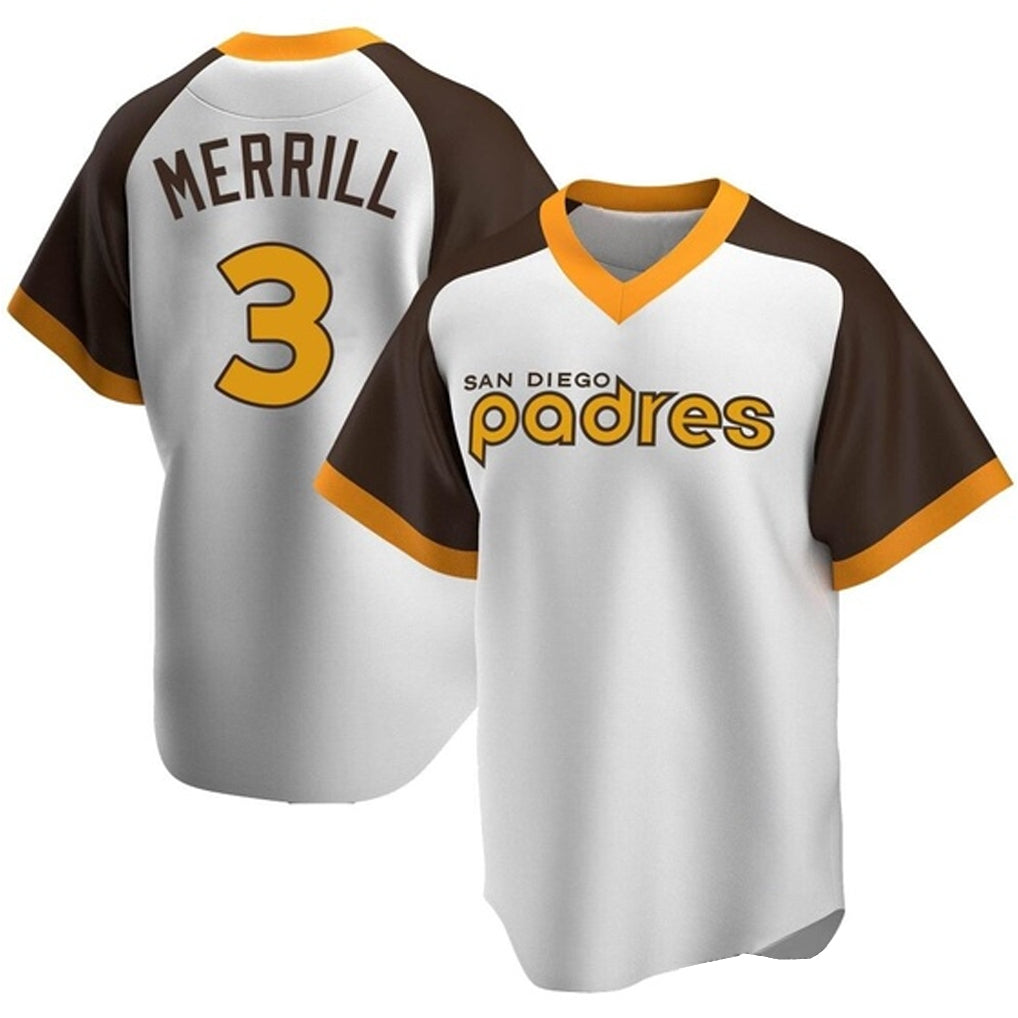 Choea S.Diego Padres #3 Jackson Merrill Player White Home Cooperstown Collection Replica Game Stitched Jerseys