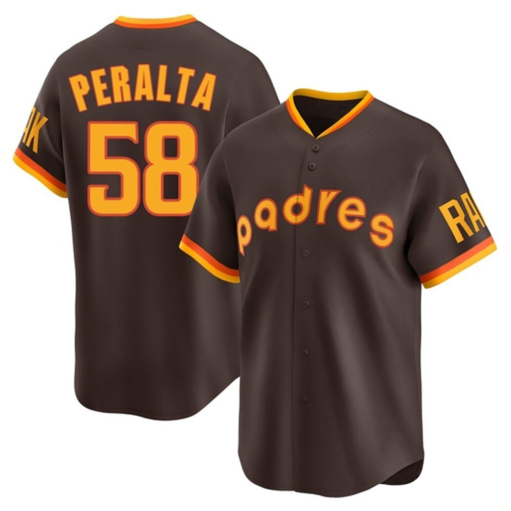 Choea S.Diego Padres #58 Wandy Peralta Player Brown Home Cooperstown Collection Replica Game Stitched Jerseys