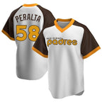 Choea S.Diego Padres #58 Wandy Peralta Player White Home Cooperstown Collection Replica Game Stitched Jerseys
