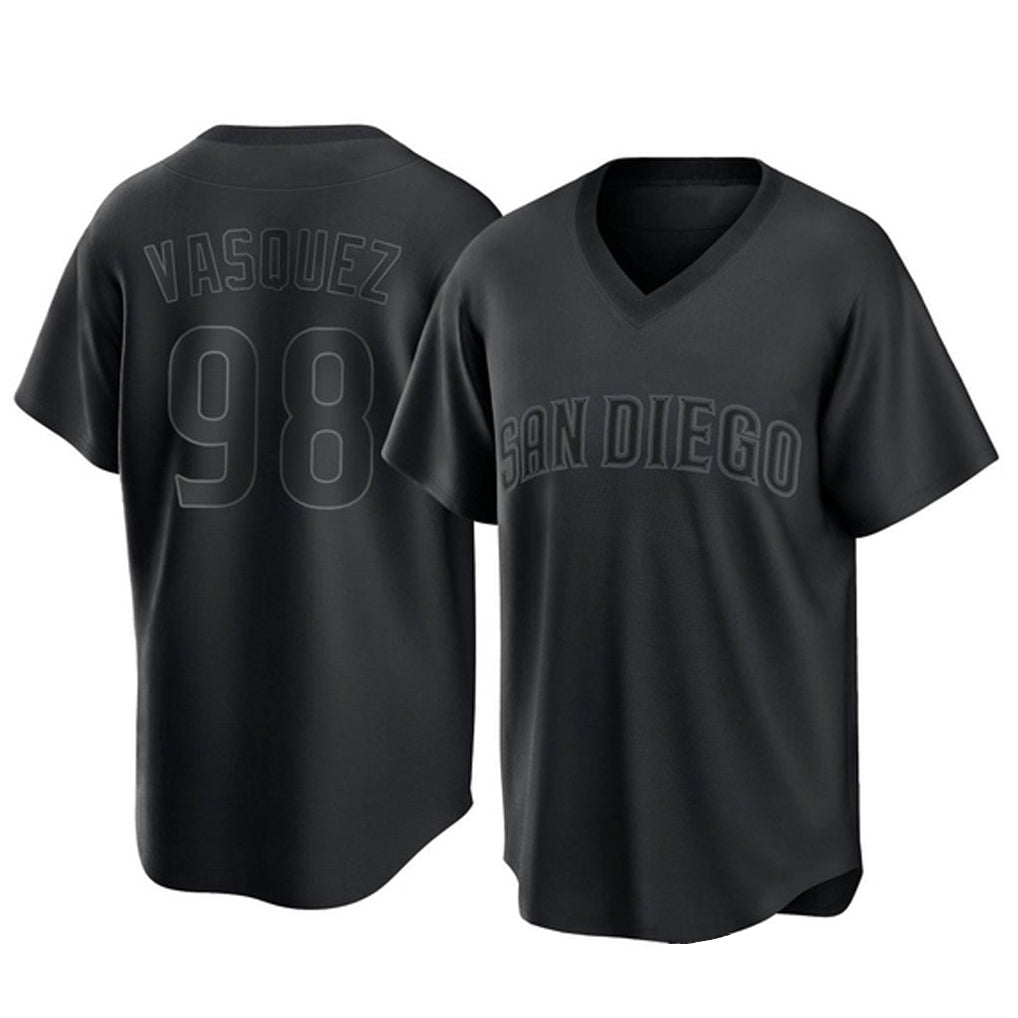 Choea S.Diego Padres #98 Randy Vasquez Player Black Pitch Fashion Game T-shirt Stitched Jerseys