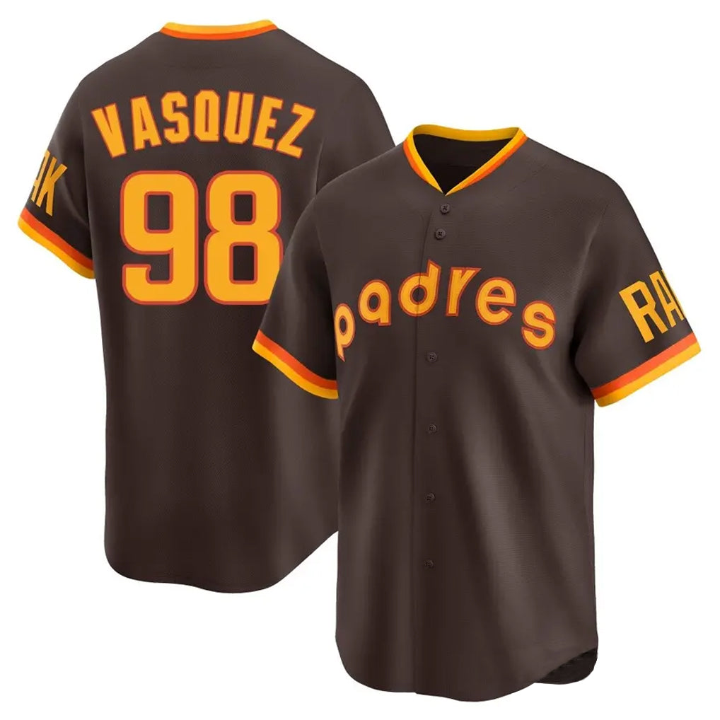 Choea S.Diego Padres #98 Randy Vasquez Player Brown Home Cooperstown Collection Replica Game Stitched Jerseys
