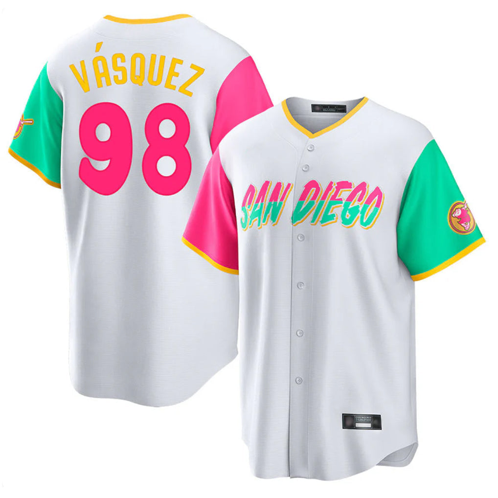 Choea S.Diego Padres #98 Randy Vasquez Player White City Connect Home Game Stitched Jerseys