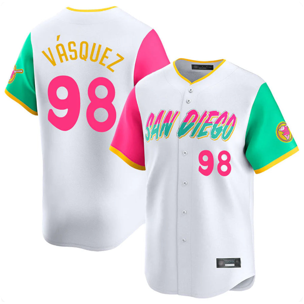 Choea S.Diego Padres #98 Randy Vasquez Player White City Connect Home Limited Stitched Jerseys
