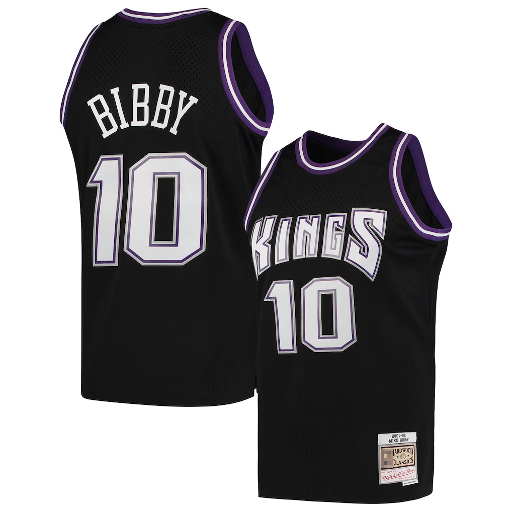 Choea S.Kings #10 Mike Bibby Mitchell & Ness Black Hardwood Classics Swingman Jerseys