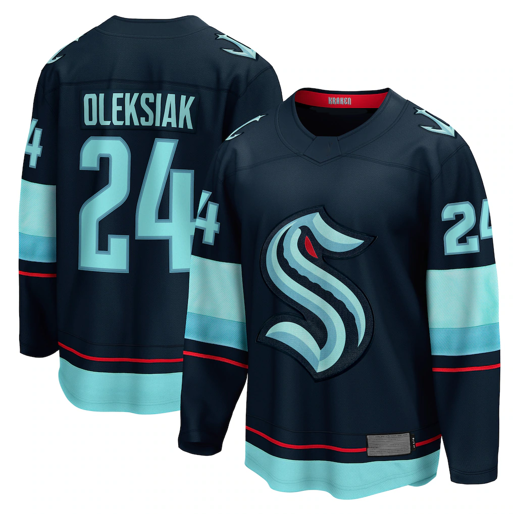 Choea S.Kraken #24 Jamie Oleksiak Deep Sea Blue Home Breakaway Player Jerseys