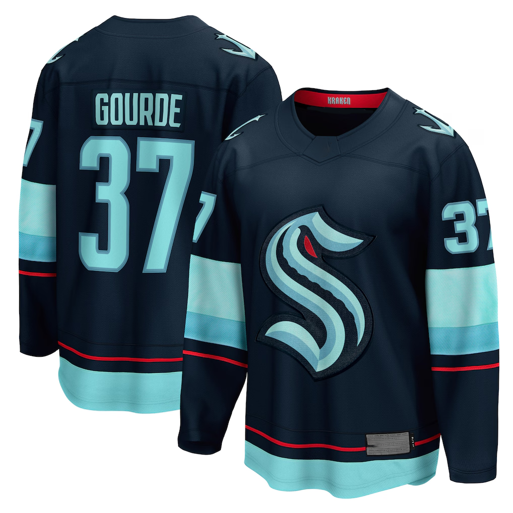 Choea S.Kraken #37 Yanni Gourde Deep Sea Blue Home Breakaway Player Jerseys