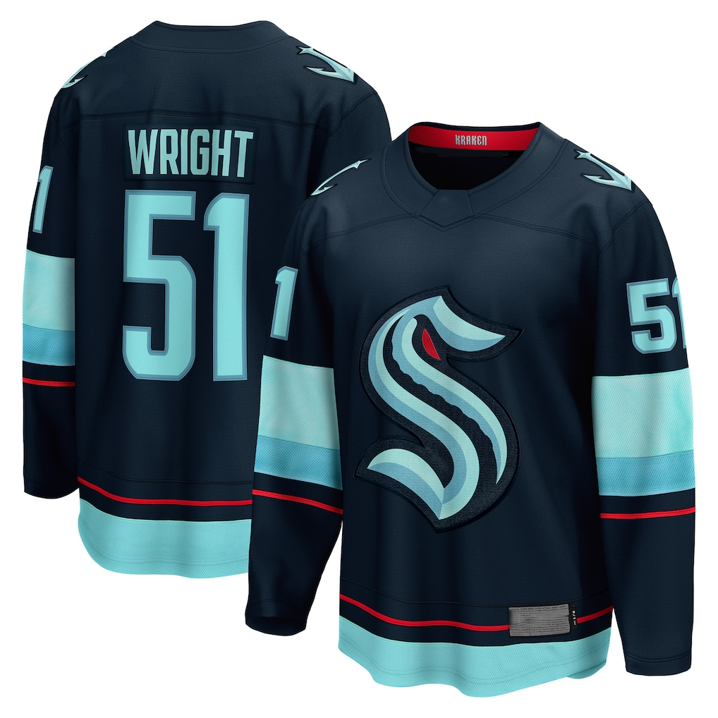 Choea S.Kraken #51 Shane Wright Deep Sea Blue Home Breakaway Player Jerseys