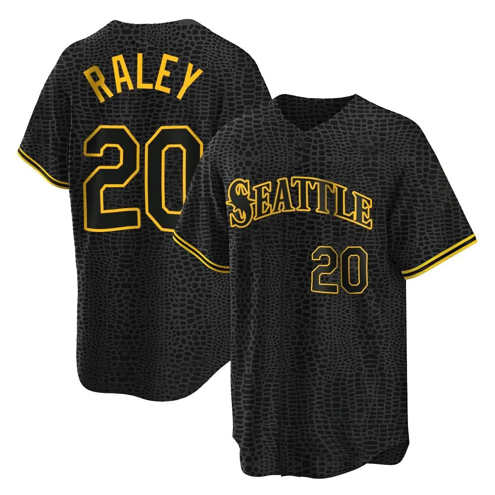 Choea S.Mariners #20 Luke Raley Player Black Snake Skin City Home Limited Stitched Jerseys