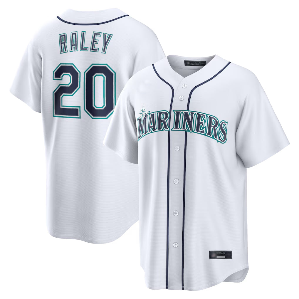 Choea S.Mariners #20 Luke Raley Player White Home Game Stitched Jerseys