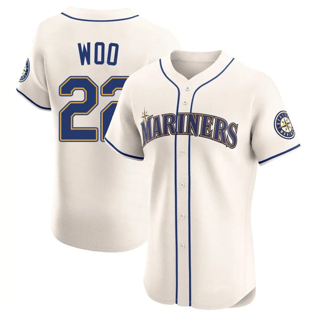 Choea S.Mariners #22 Bryan Woo Player Cream Home Limited Elite Stitched Jerseys