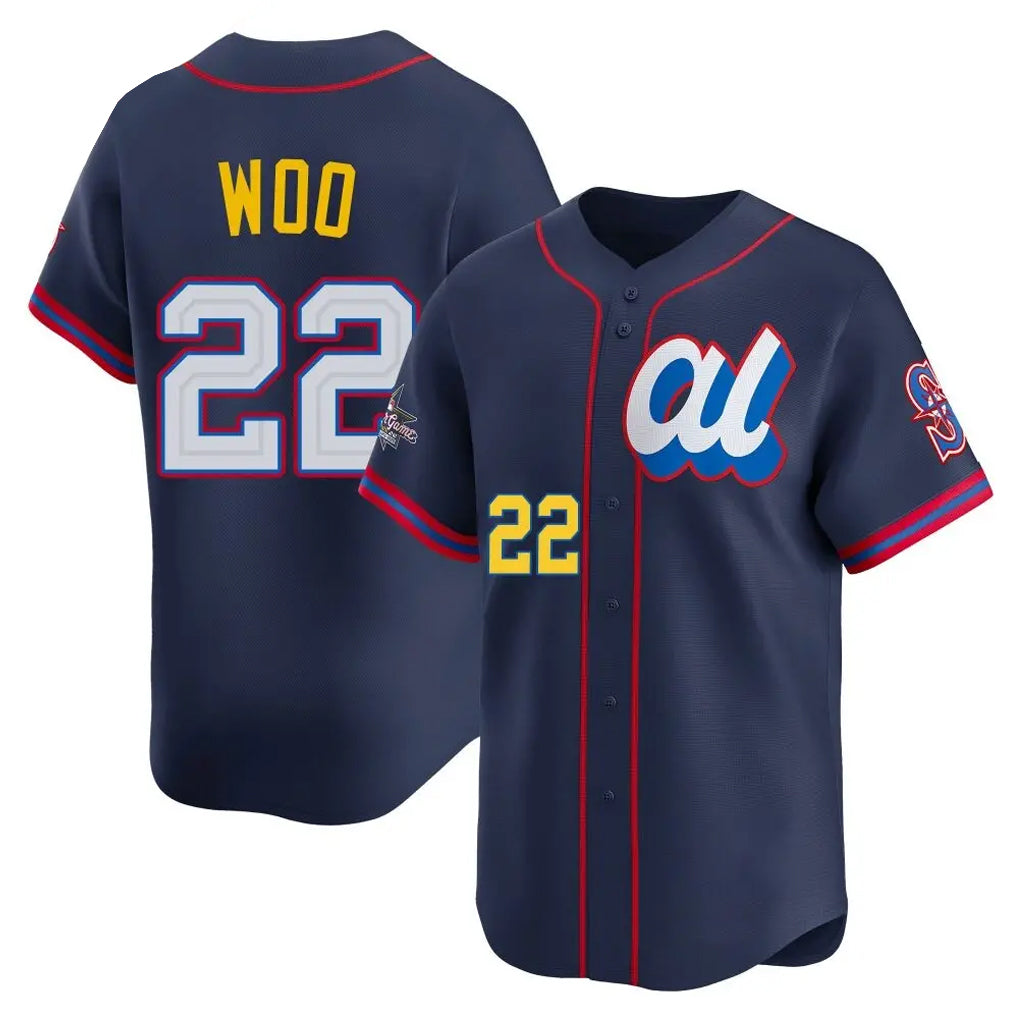Choea S.Mariners #22 Bryan Woo Player Navy American League All-Star Edition Limited Stitched Jerseys