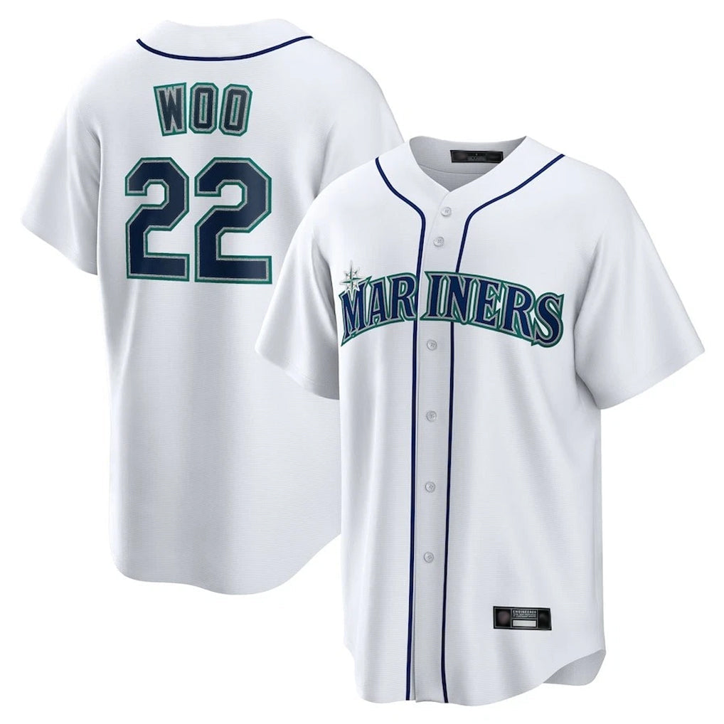 Choea S.Mariners #22 Bryan Woo Player White Home Game Stitched Jerseys