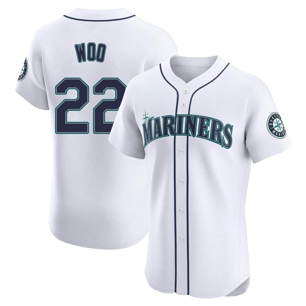 Choea S.Mariners #22 Bryan Woo Player White Home Limited Elite Stitched Jerseys
