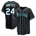 Choea S.Mariners #24 Ken Griffey Jr Player Black Fashion Home Limited Stitched Jerseys