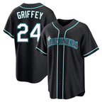 Choea S.Mariners #24 Ken Griffey Jr Player Black Fashion Home Limited Stitched Jerseys