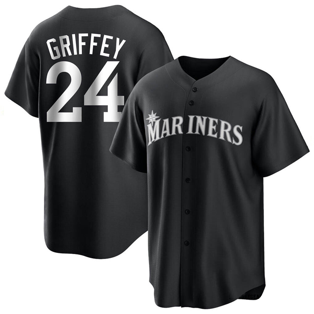 Choea S.Mariners #24 Ken Griffey Jr Player Black Home Limited Stitched Jerseys