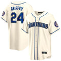 Choea S.Mariners #24 Ken Griffey Jr Player Cream Cooperstown Home Limited Stitched Jerseys