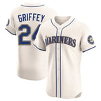 Choea S.Mariners #24 Ken Griffey Jr Player Cream Home Limited Elite Stitched Jerseys