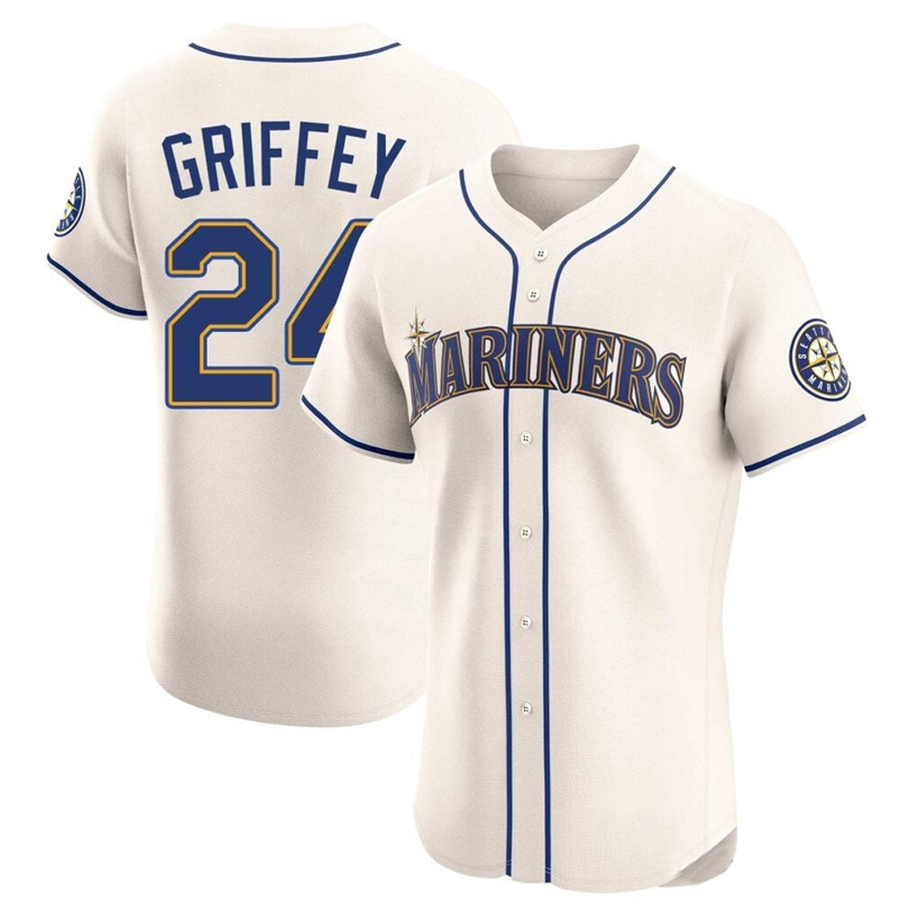 Choea S.Mariners #24 Ken Griffey Jr Player Cream Home Limited Elite Stitched Jerseys