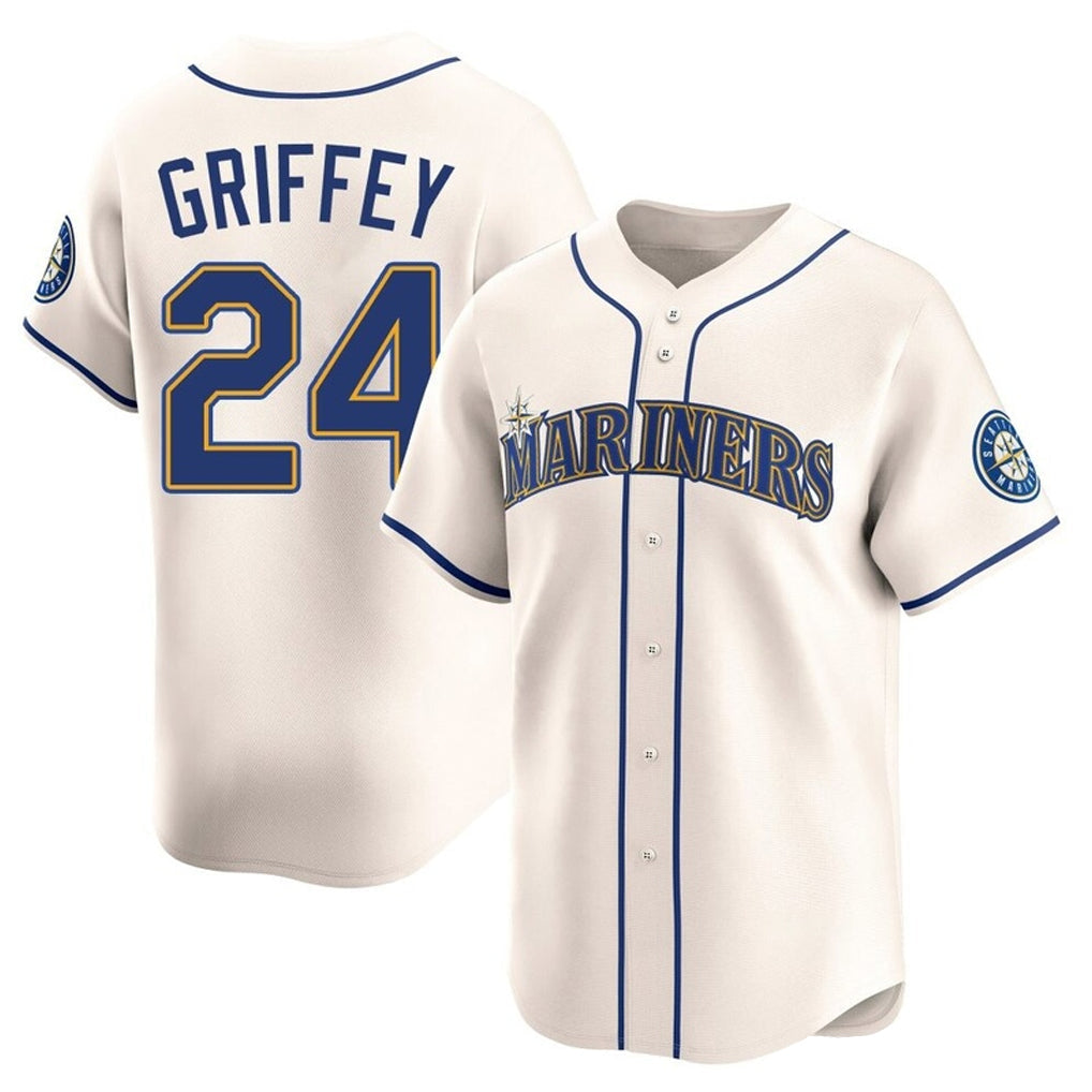 Choea S.Mariners #24 Ken Griffey Jr Player Cream Home Limited Stitched Jerseys