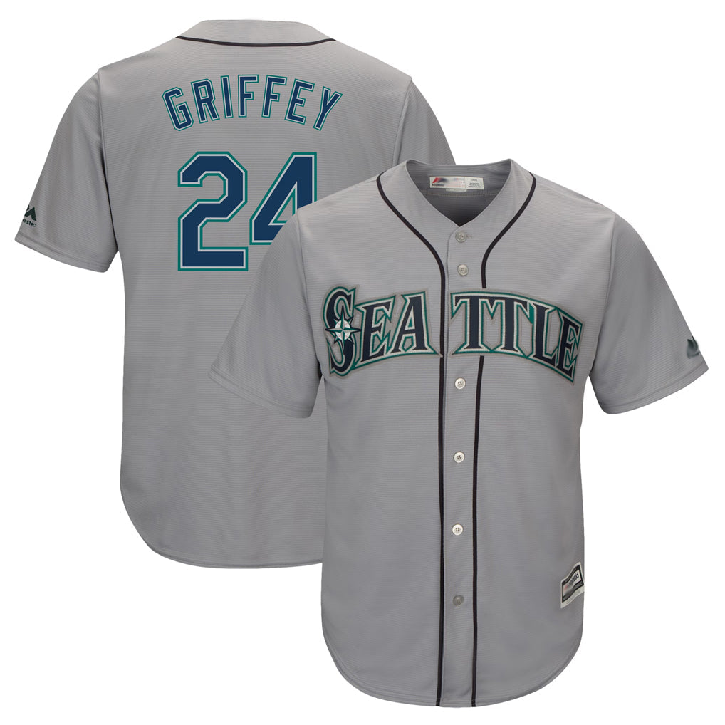 Choea S.Mariners #24 Ken Griffey Jr Player Gray Cool Base Home Game Stitched Jerseys