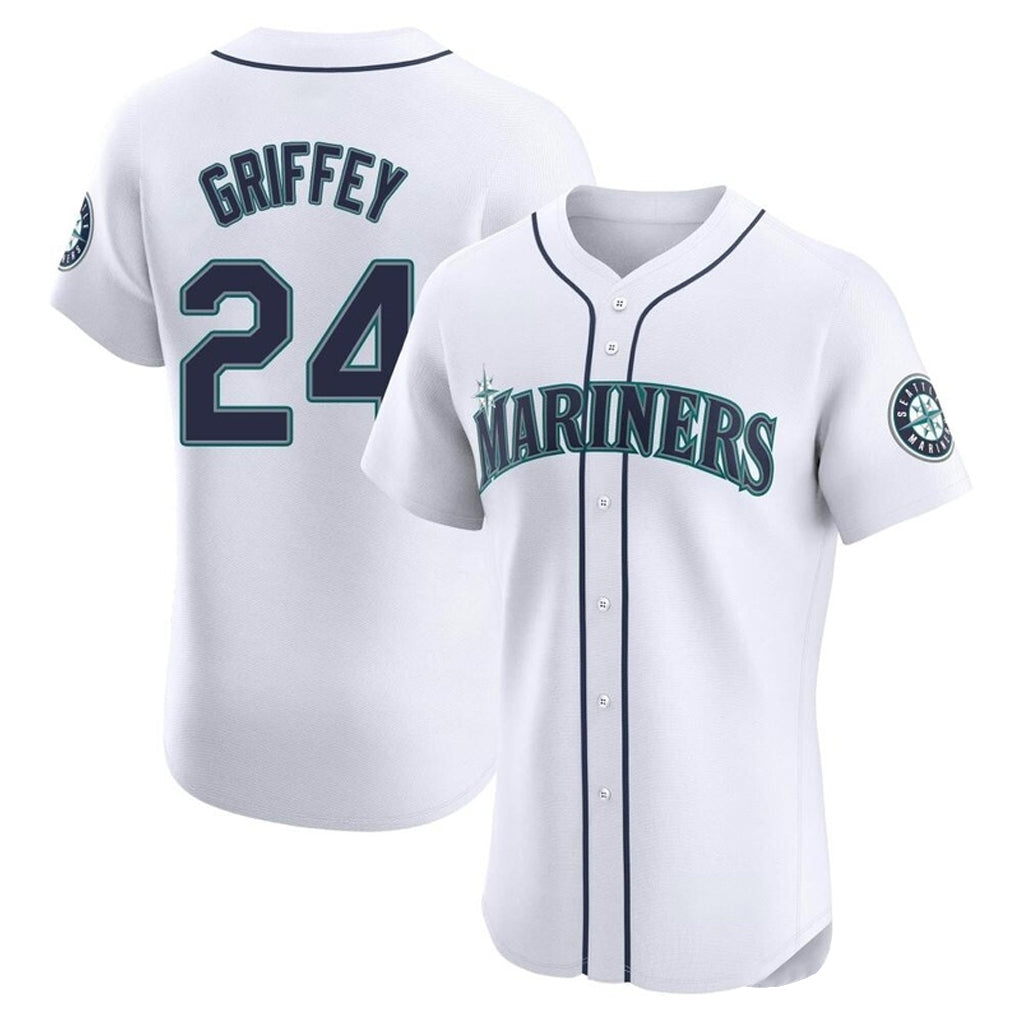 Choea S.Mariners #24 Ken Griffey Jr Player White Home Limited Elite Stitched Jerseys