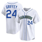 Choea S.Mariners #24 Ken Griffey Jr Player White Pitch Fashion Game Stitched Jerseys