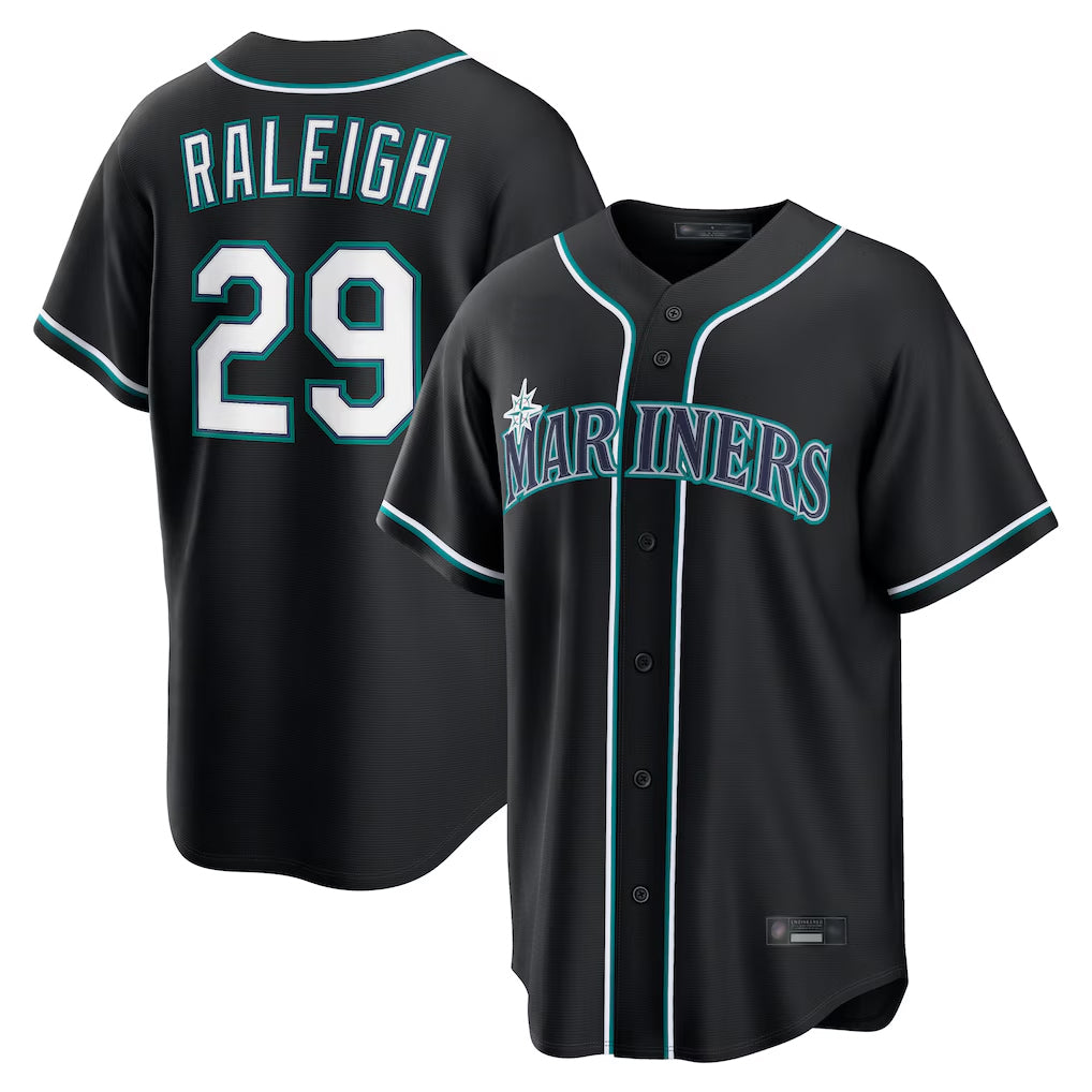 Choea S.Mariners #29 Cal Raleigh Player Black Fashion Home Limited Stitched Jerseys