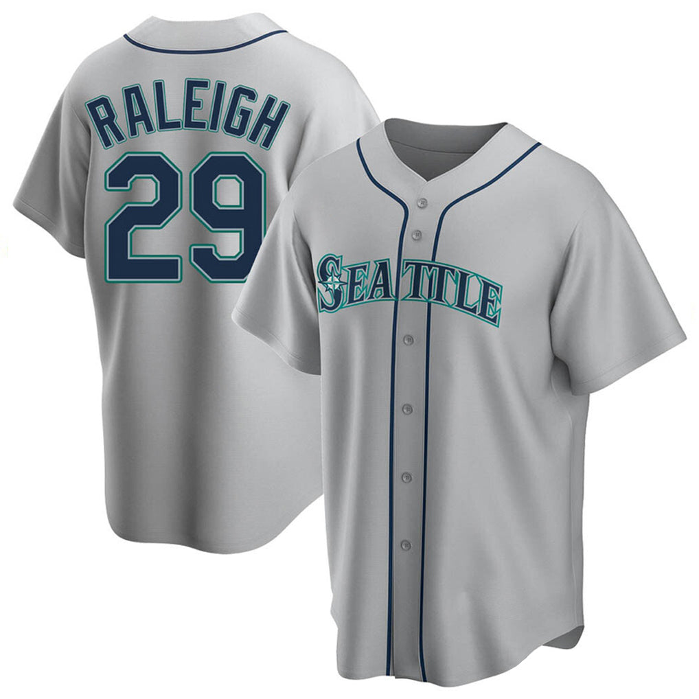 Choea S.Mariners #29 Cal Raleigh Player Gray Home Game Stitched Jerseys