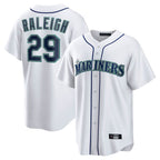 Choea S.Mariners #29 Cal Raleigh Player White Home Game Stitched Jerseys