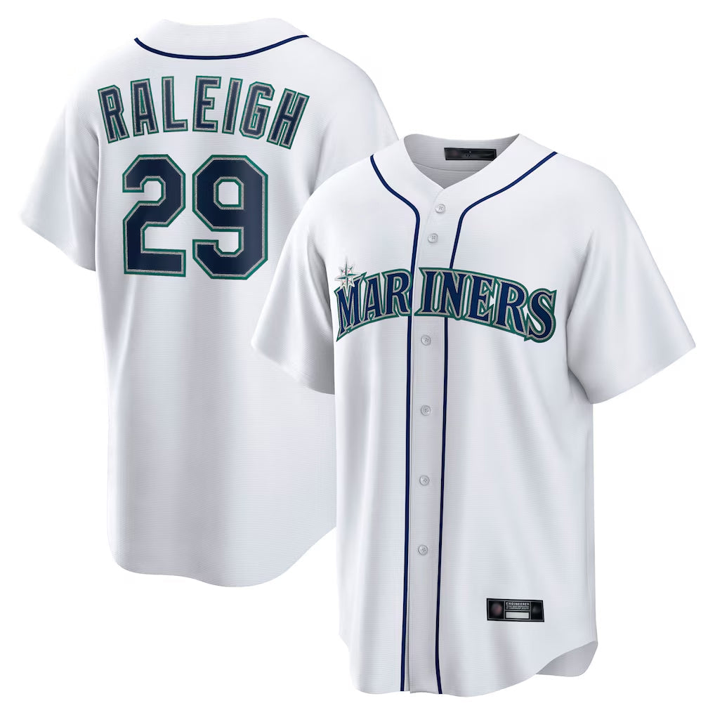 Choea S.Mariners #29 Cal Raleigh Player White Home Game Stitched Jerseys
