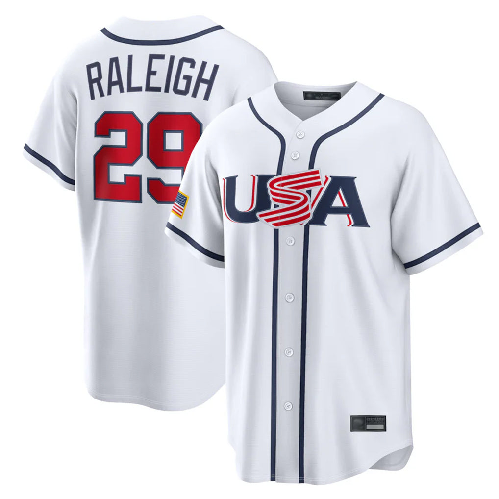 Choea S.Mariners #29 Cal Raleigh Player White USA 2026 World Classic Game Stitched Jerseys