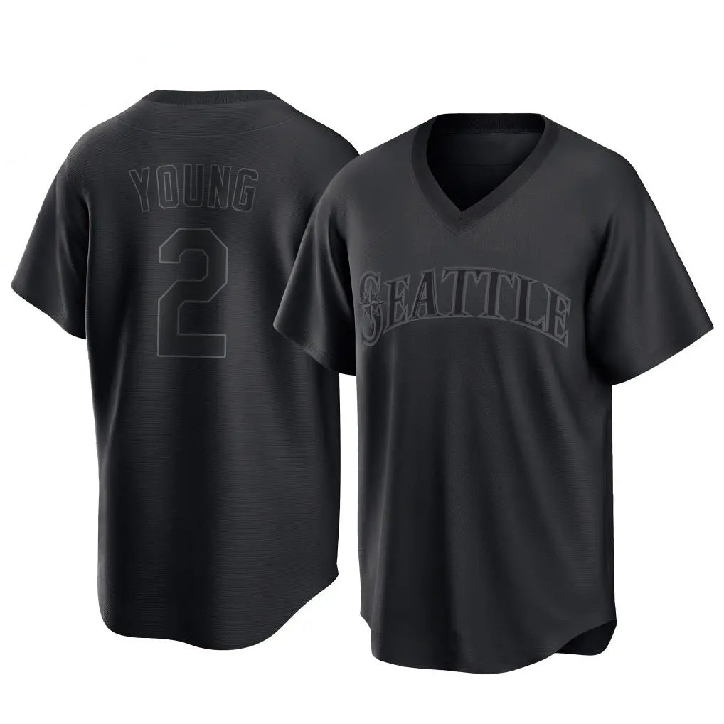 Choea S.Mariners #2 Cole Young Player Black Replica Fashion T-shirt Stitched Jerseys