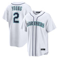 Choea S.Mariners #2 Cole Young Player White Home Game Stitched Jerseys