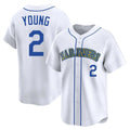 Choea S.Mariners #2 Cole Young Player White Throwback Cooperstown Collection Limited Game Stitched Jerseys