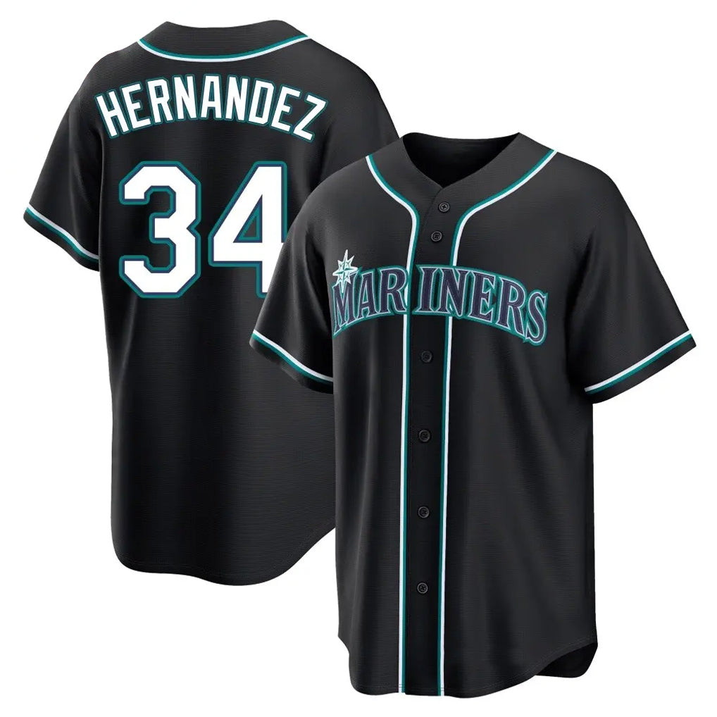 Choea S.Mariners #34 Felix Hernandez Player Black Fashion Home Limited Stitched Jerseys
