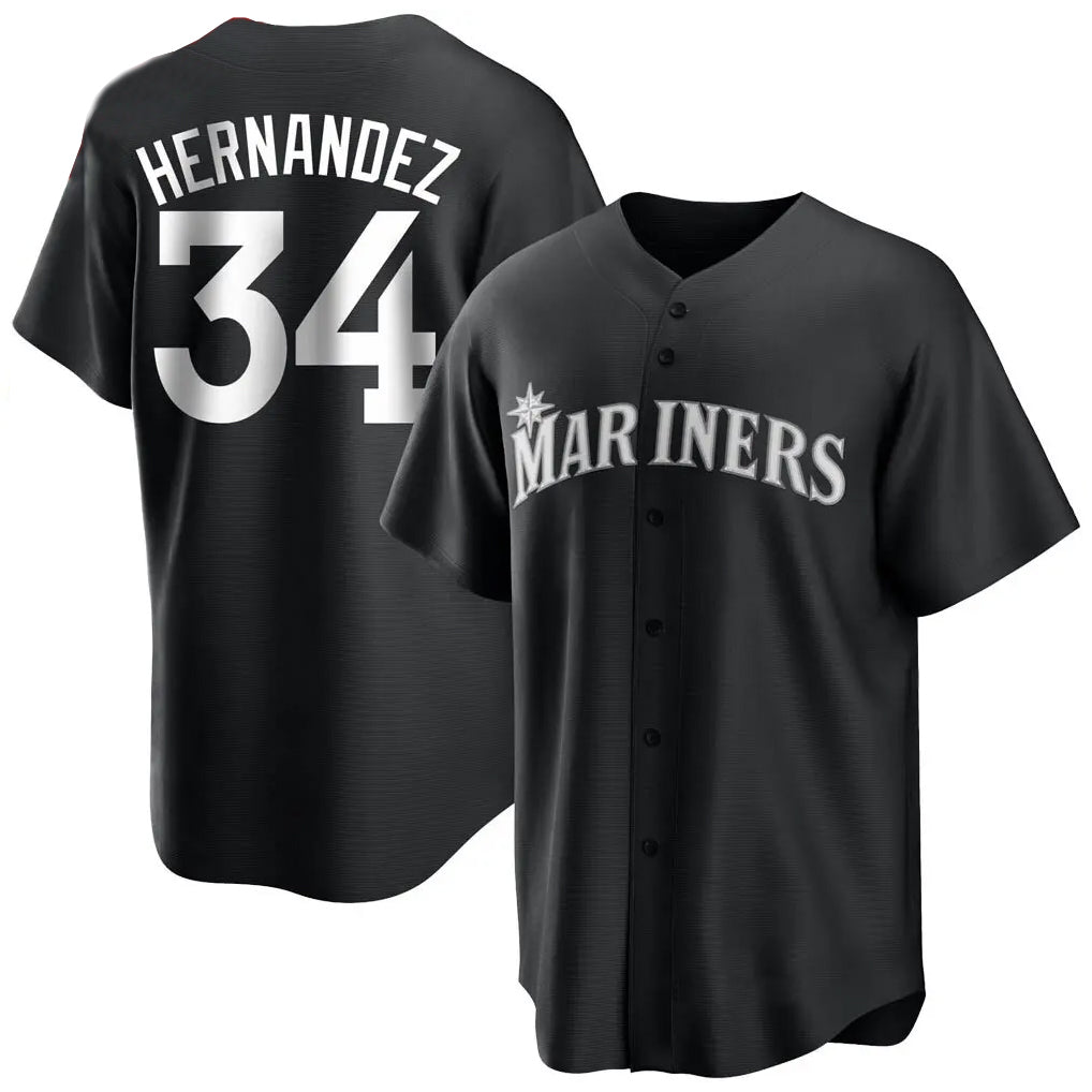 Choea S.Mariners #34 Felix Hernandez Player Black Home Limited Stitched Jerseys
