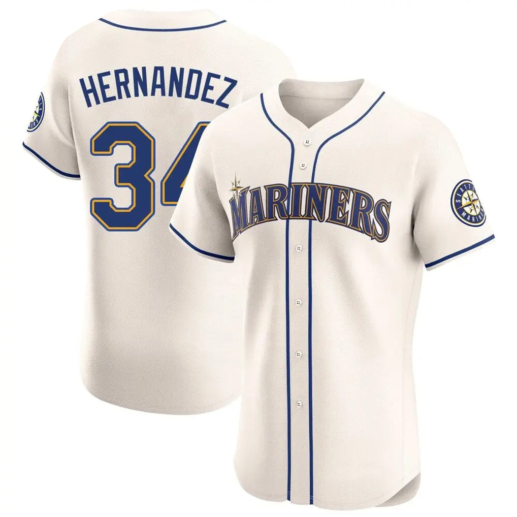 Choea S.Mariners #34 Felix Hernandez Player Cream Home Limited Elite Stitched Jerseys