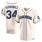 Choea S.Mariners #34 Felix Hernandez Player Cream Home Limited Stitched Jerseys