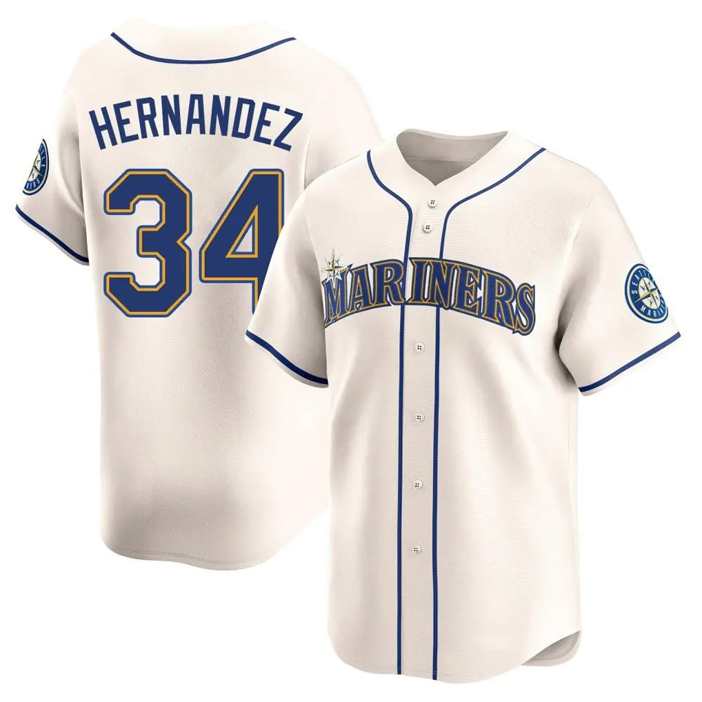 Choea S.Mariners #34 Felix Hernandez Player Cream Home Limited Stitched Jerseys