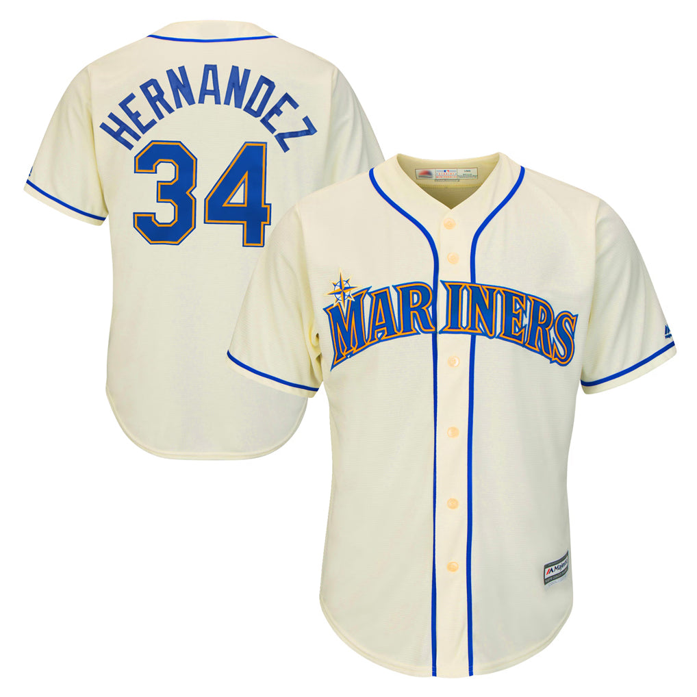 Choea S.Mariners #34 Felix Hernandez Player Cream Majestic Home Cool Base Limited Stitched Jerseys