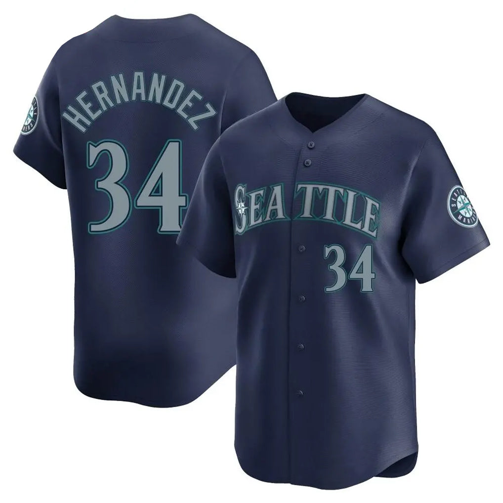 Choea S.Mariners #34 Felix Hernandez Player Navy Home Limited Stitched Jerseys