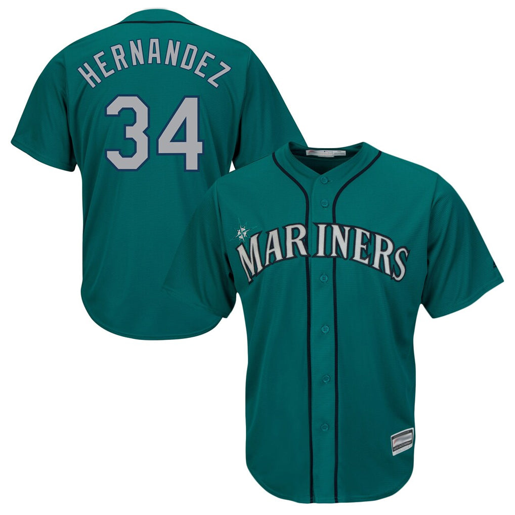 Choea S.Mariners #34 Felix Hernandez Player Teal Majestic Cool Base Limited Stitched Jerseys