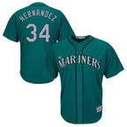 Choea S.Mariners #34 Felix Hernandez Player Teal Majestic Cool Base Limited Stitched Jerseys