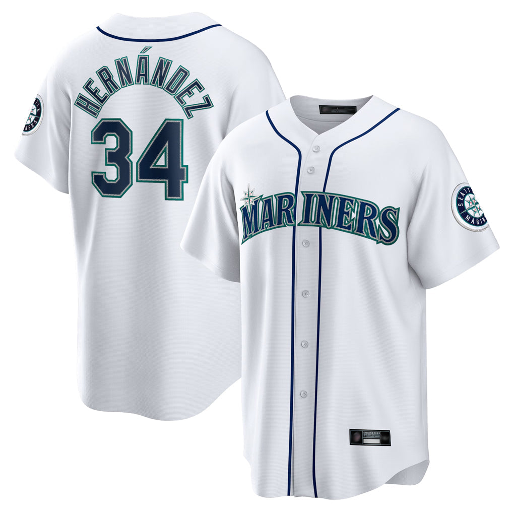 Choea S.Mariners #34 Felix Hernandez Player White Home Game Stitched Jerseys